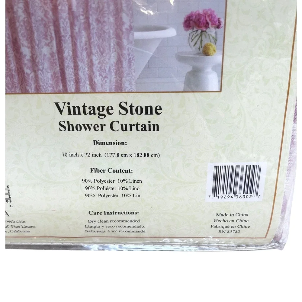 Sherry Kline Vintage‎ Stone Shower Curtain Rose Floral Damask 70x72 New